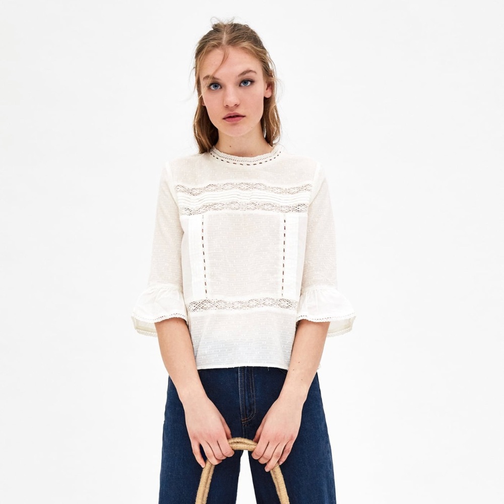 Zara Ruffled Sleeve Top